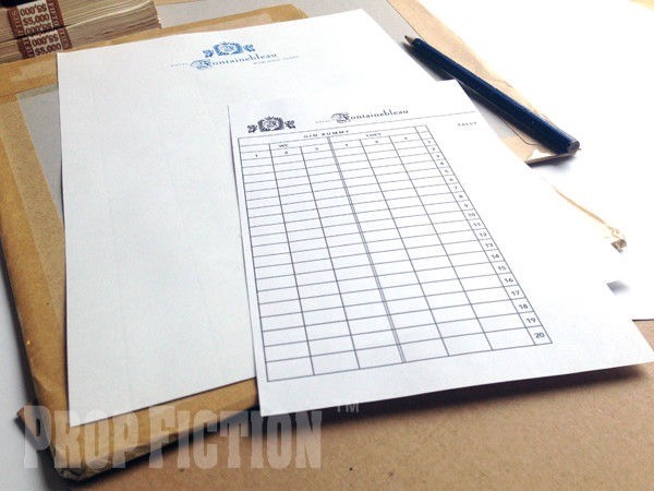 James Bond 007: Goldfinger – Prop Hotel Letterhead & Gin Rummy Scorepad Page