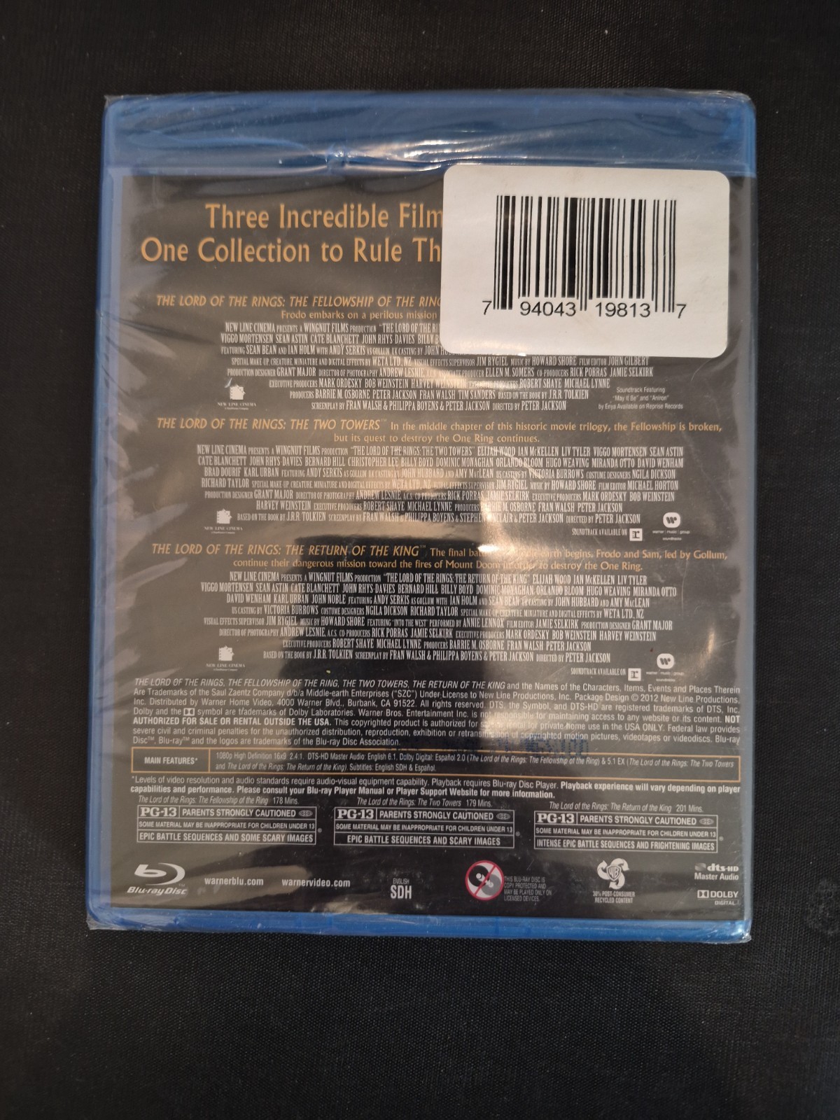 THE LORD OF THE RINGS: 3-FILM COLLECTION (2014) BLU-RAY THEATRICAL VERSION NEW