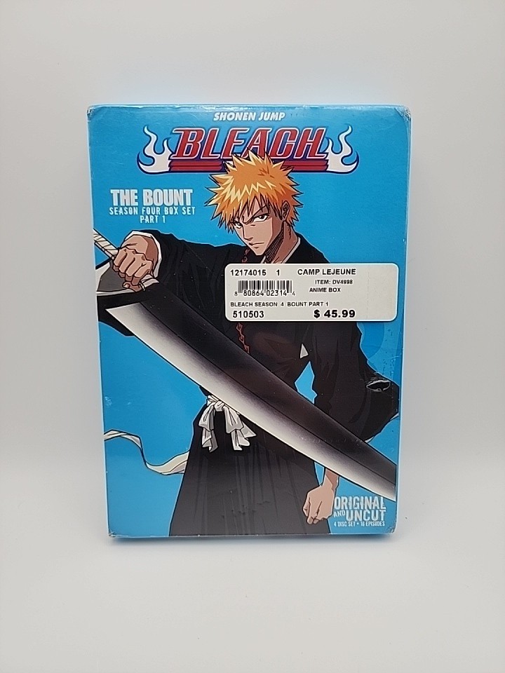 Bleach Uncut Box Set: Season 4, Part 1 – The Bount (DVD, 2009, 4-Disc Set) NEW