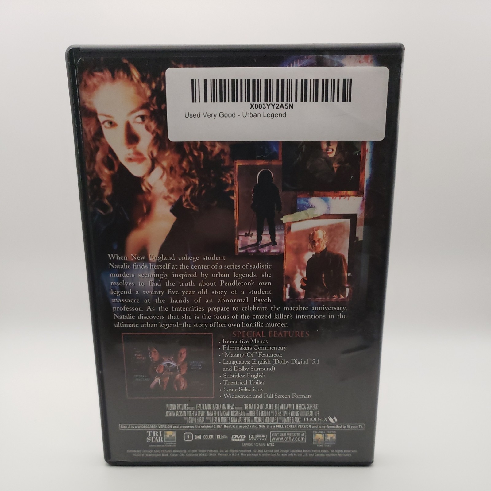Urban Legend DVD 1998 Jared Leto Alicia Witt Slasher Horror Film Movie FREE SHIP