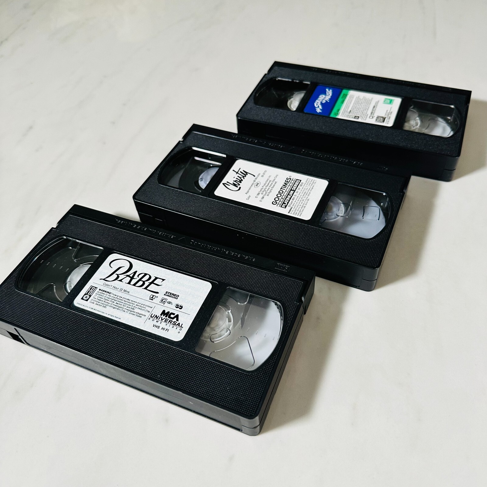 VHS – Lot of 3 – The Sound of Music – Babe – Christy – Clamshell