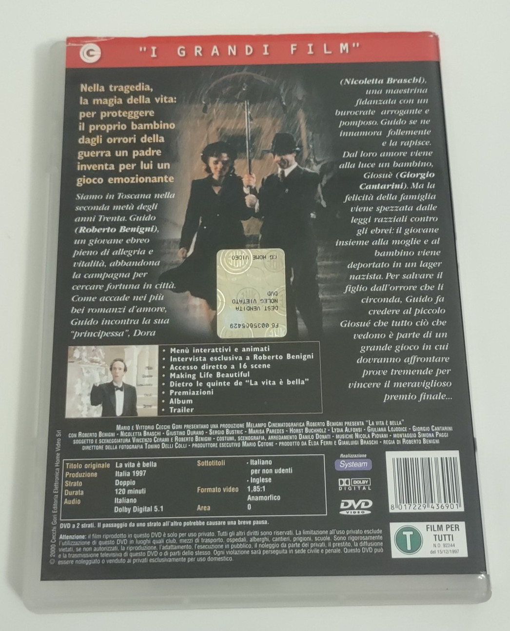 La Vita E’ Bella (Life Is Beautiful) DVD 1997 Region 2 Italian Import US Seller