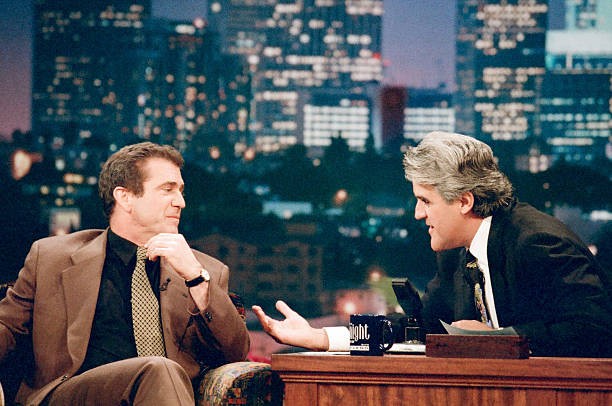 Actor Mel Gibson with host Jay Leno November 19 1996 TV Old Photo 1