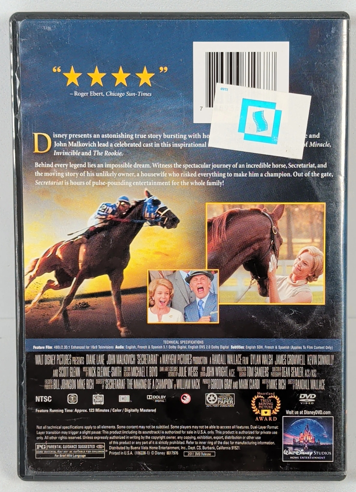 Disney Secretariat John Malkovich Horse Racing Drama (2010) Standard Release