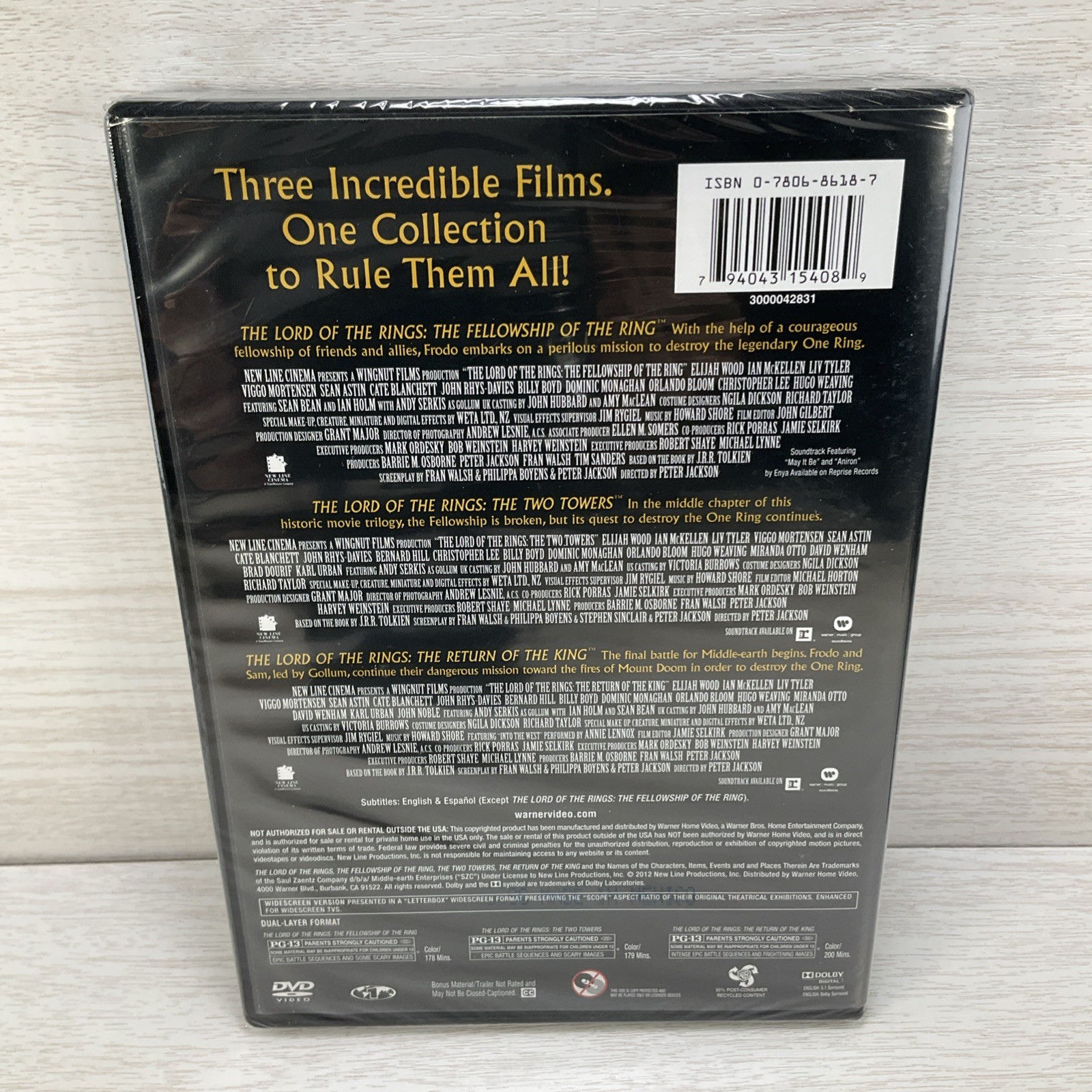 The Lord of the Rings: 3-Film Collection (DVD, 2014, 3-Disc Set)