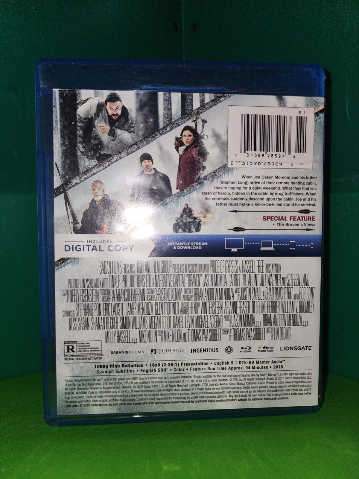 CIB w/ Insert – Braven (Blu-ray, 2018, Lionsgate) Jason Momoa Jill Wagner Lang