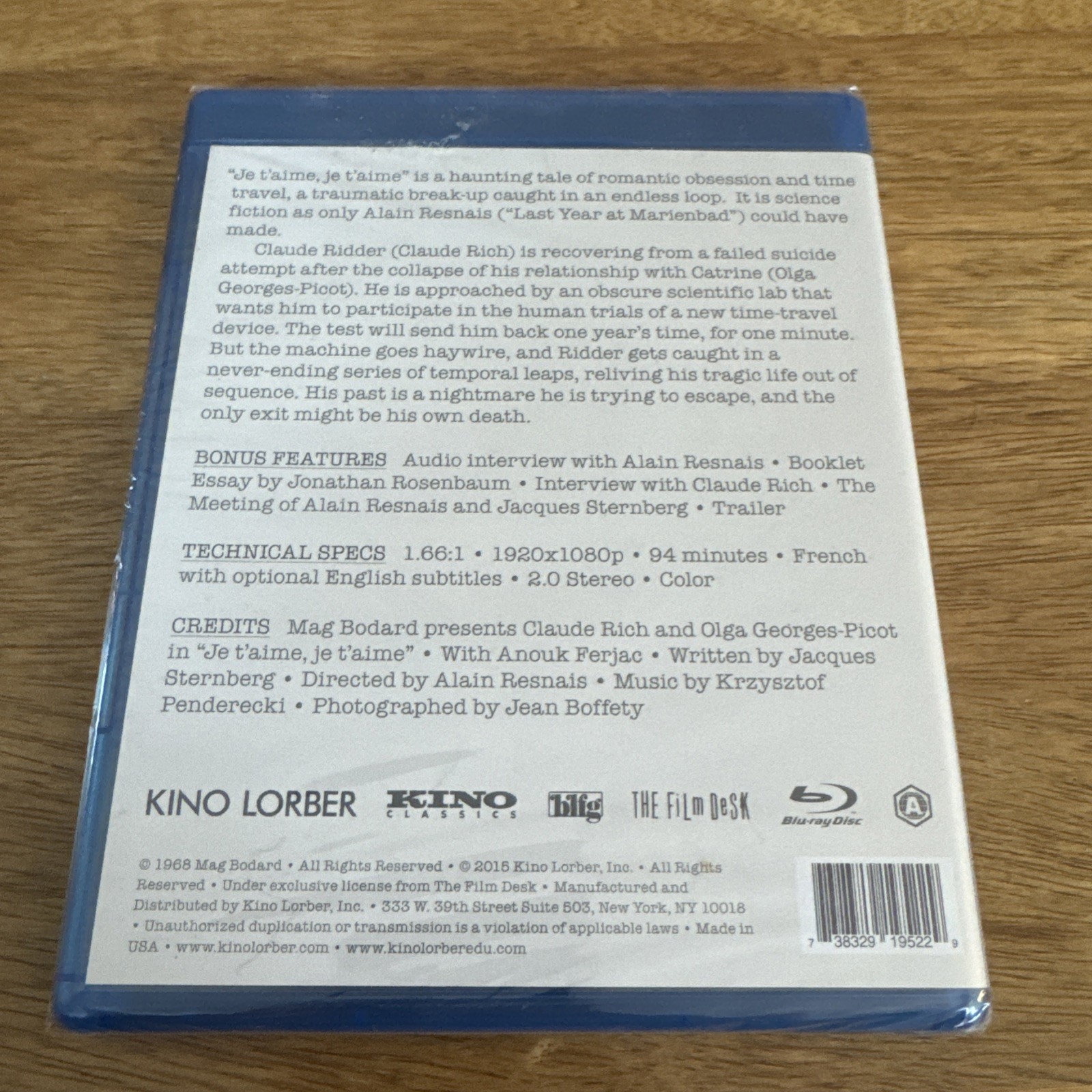 Je taime je taime Blu-ray – Blu-ray Alain Resnais Film Desk BRAND NEW SEALED
