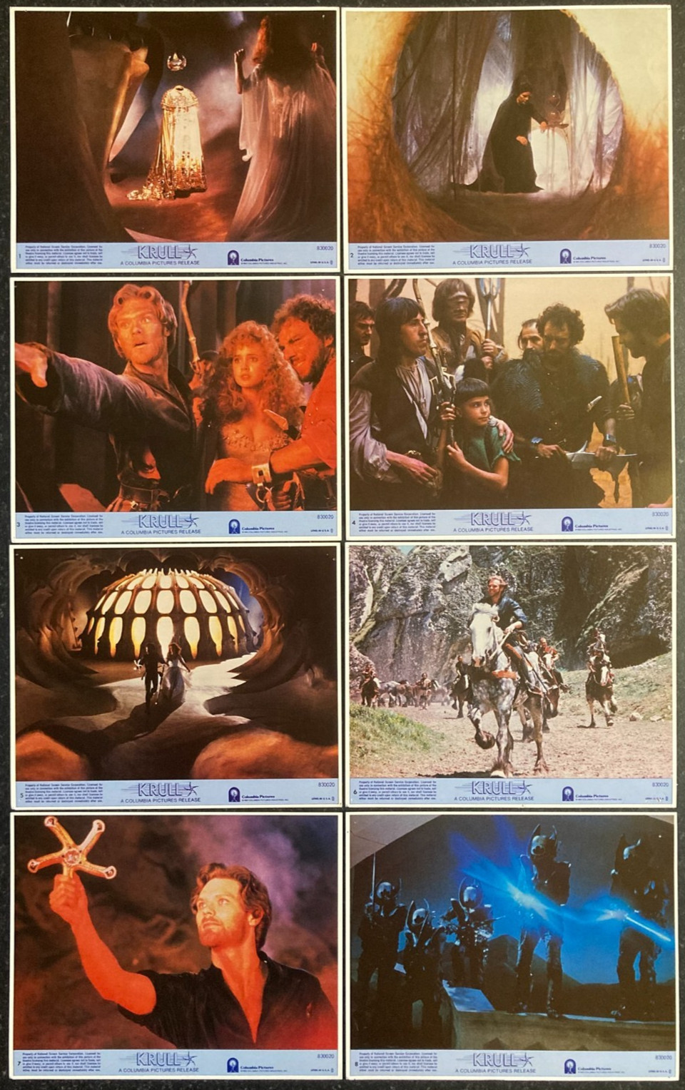 KRULL 1983 Original Movie US Lobby Card Set 10×8 Sci-Fi Fantasy 80s Classic Rare