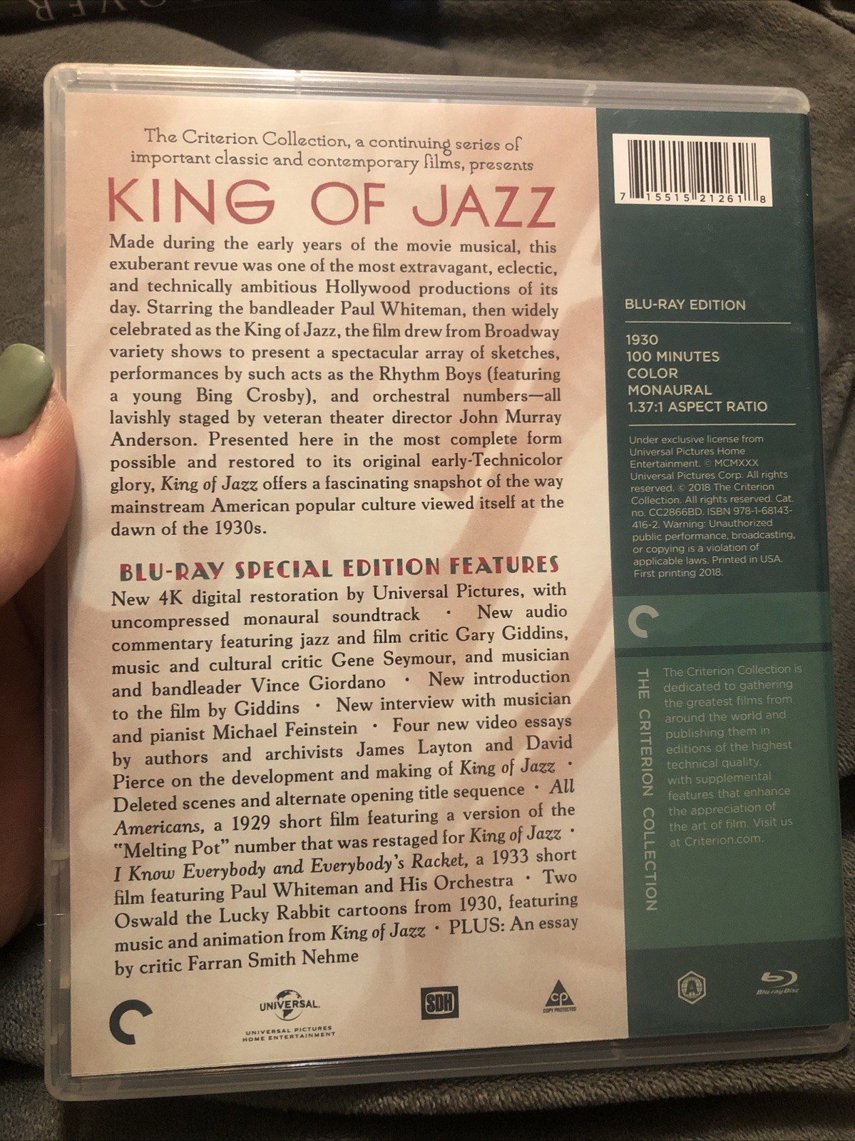 King of Jazz Criterion #915 Blu-Ray w/Insert Paul Whiteman & His Band MINT
