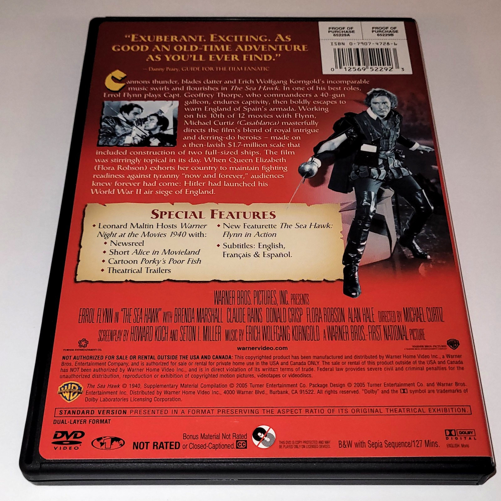 The Sea Hawk (DVD 1940) Errol Flynn Brenda Marshall Claude Rains Free Shipping
