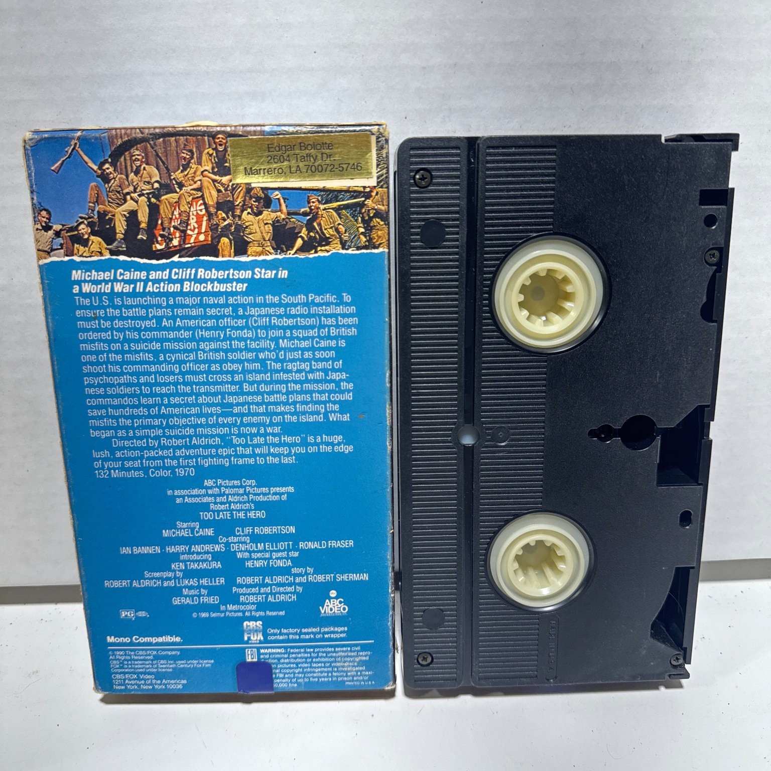 Too Late The Hero VHS 1970 War Classic CBS Fox Video