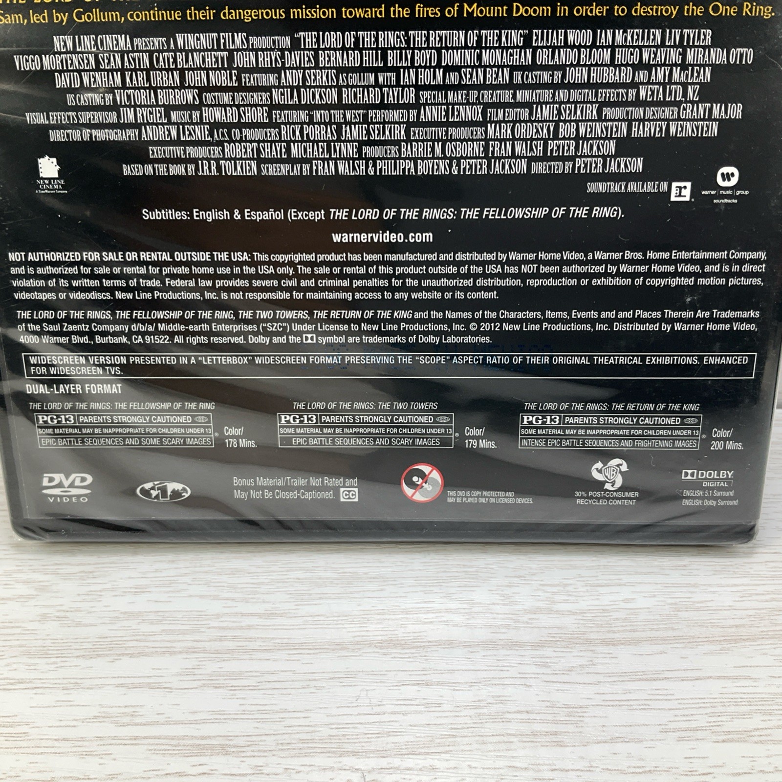 The Lord of the Rings: 3-Film Collection (DVD, 2014, 3-Disc Set)
