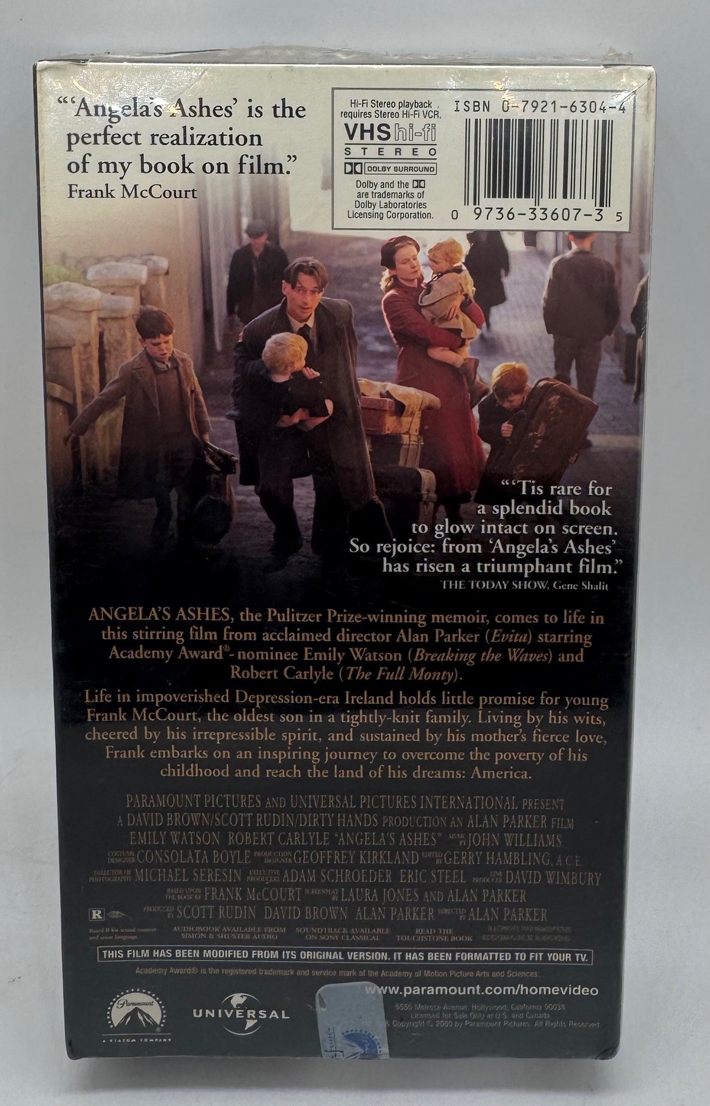 Angela’s Ashes VHS 2000 Factory Sealed Emily Watson Robert Carlyle Alan Parker