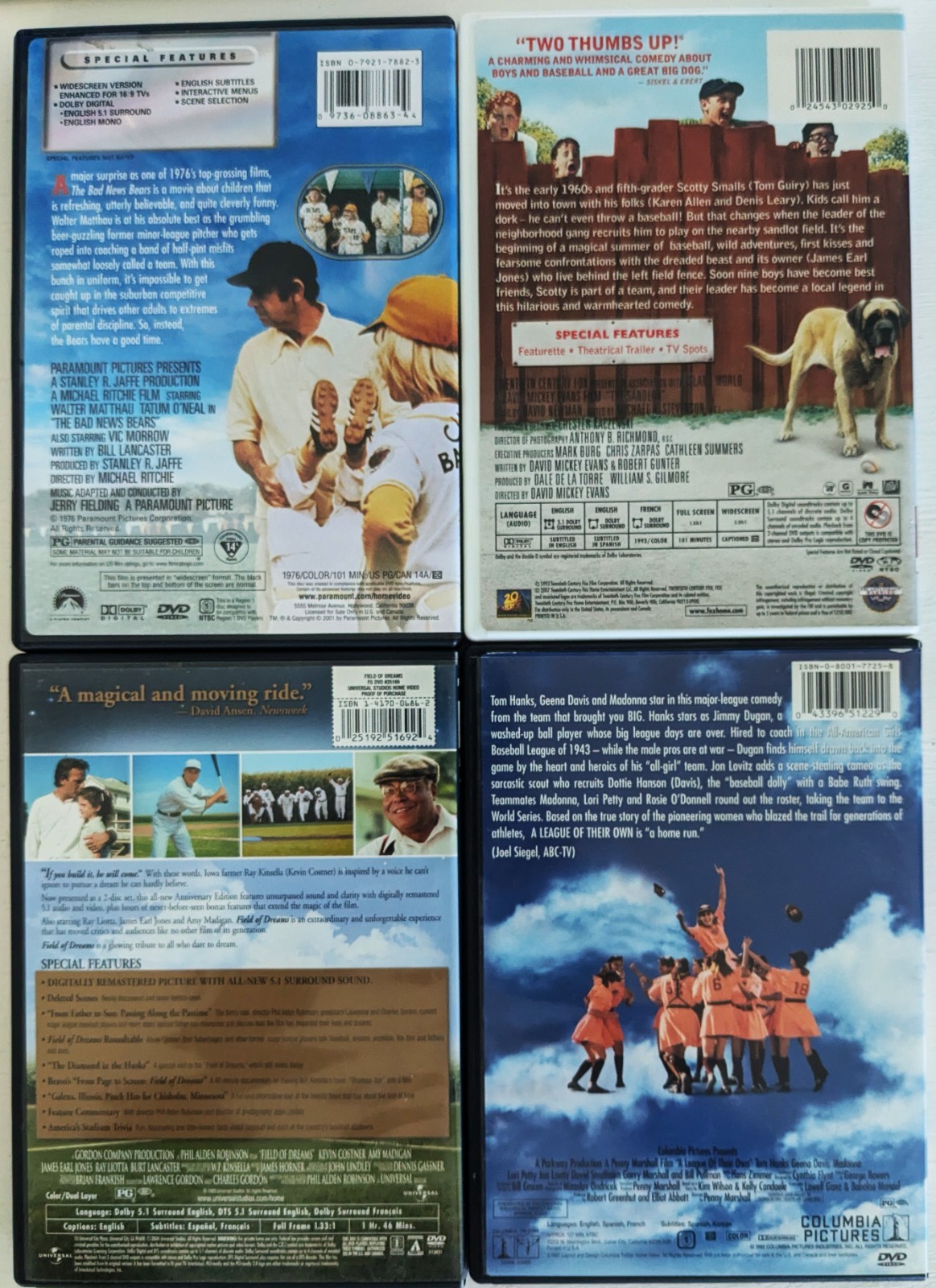 Family, Inspirational Baseball Movies DVD Collection – Excellent condition!