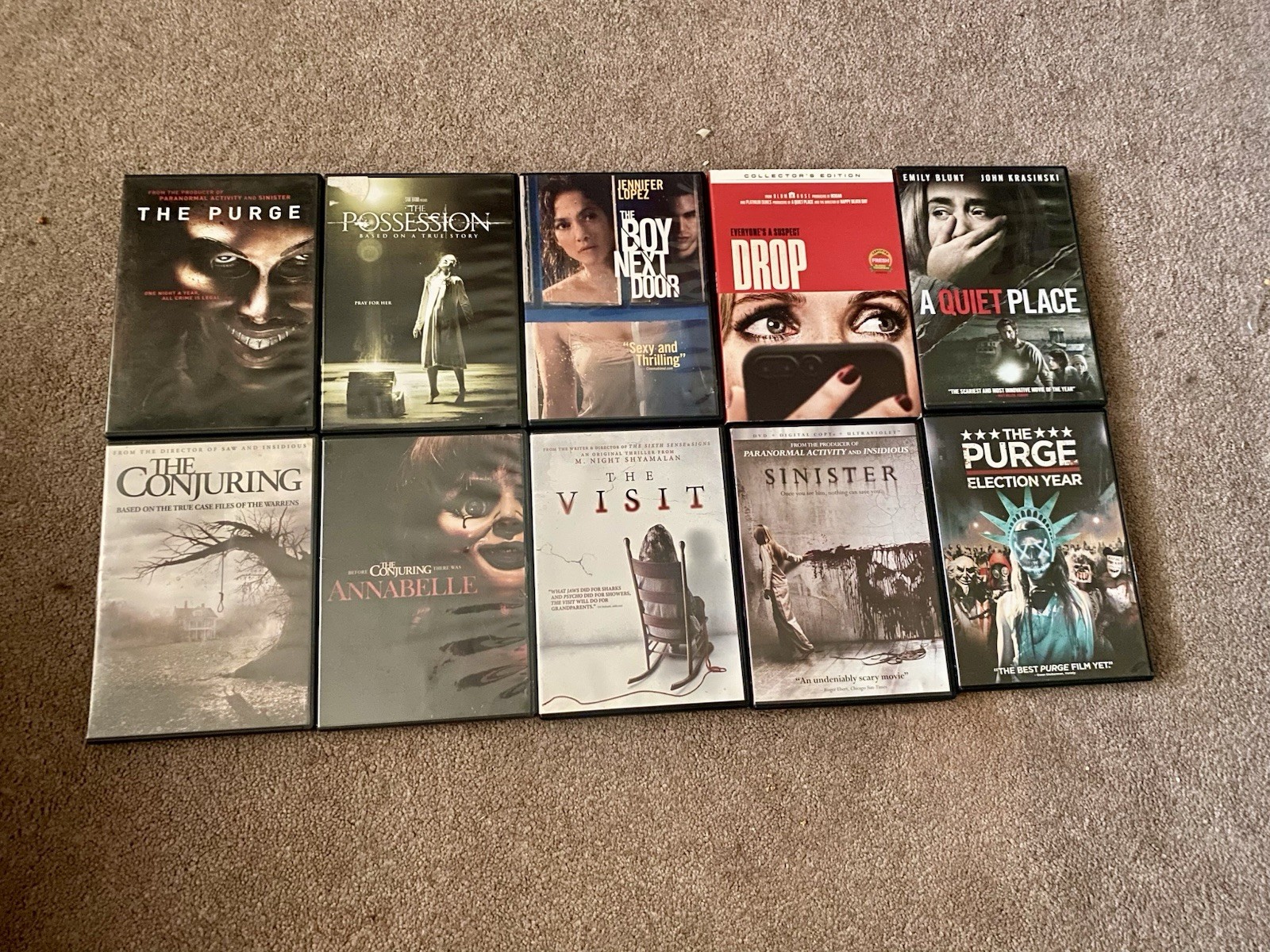 Lot Of 10 2010s Paramount, WB, Blumhouse Horror DVDs – Visit, Purge, Drop, etc.