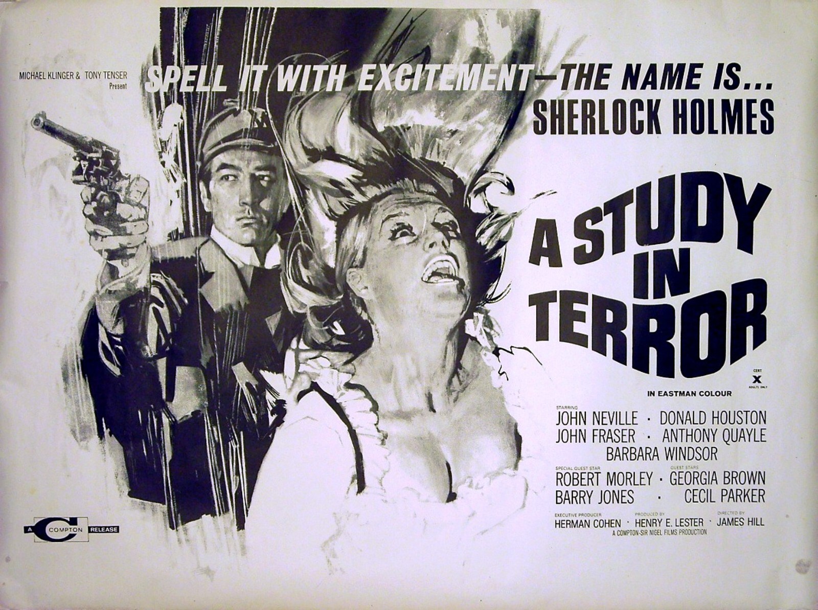 A STUDY IN TERROR 1965 John Neville Sherlock Holmes Arthur Conan Doyle UK QUAD