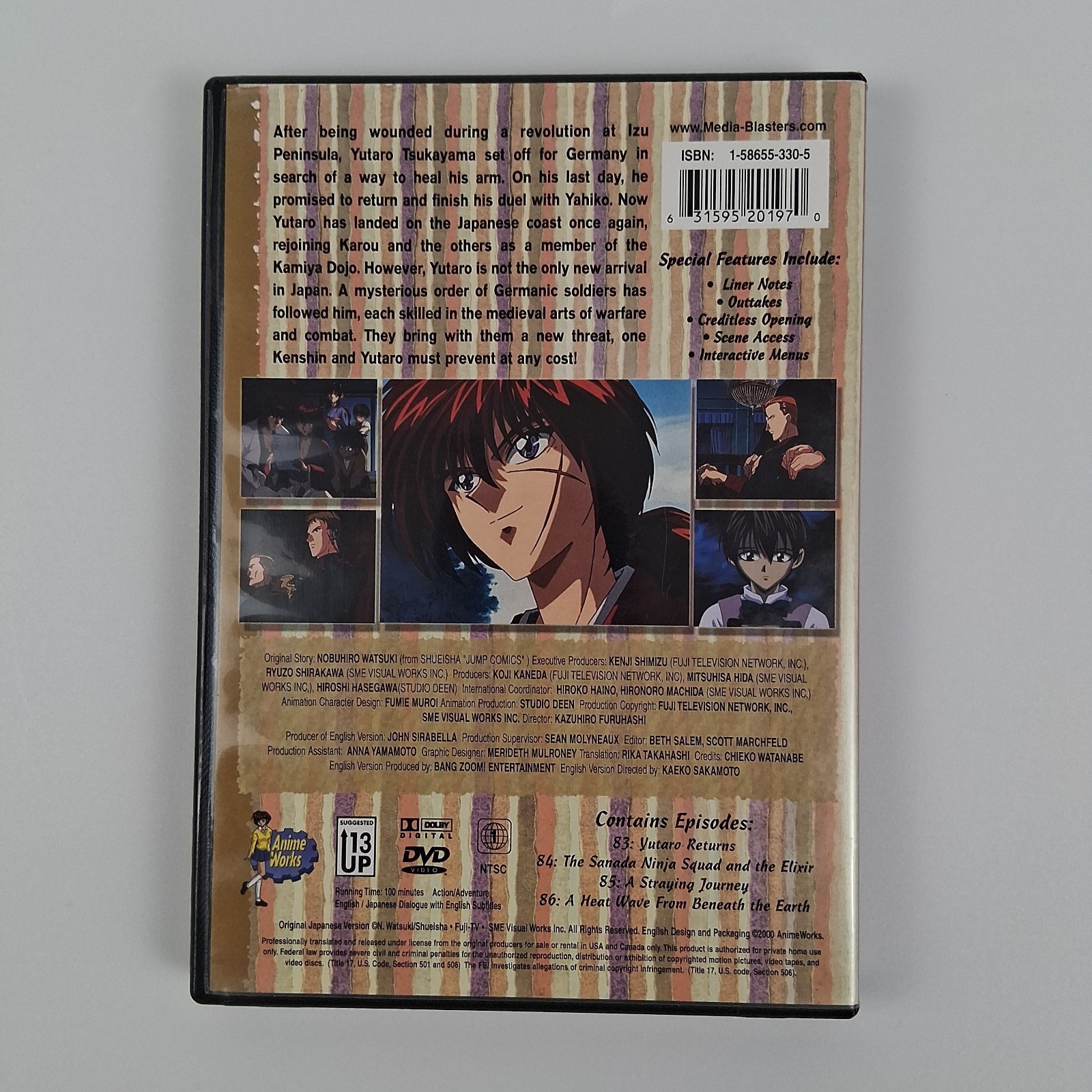 Lot of 4 Rurouni Kenshin Vintage DVD Anime – Original Cases & Inserts – Tested