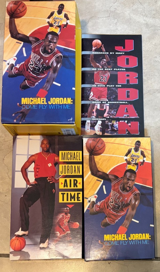 Michael Jordan Come Fly With Me + Air Time VHS 2 Pack Box Set w/ Book & Sleeve
