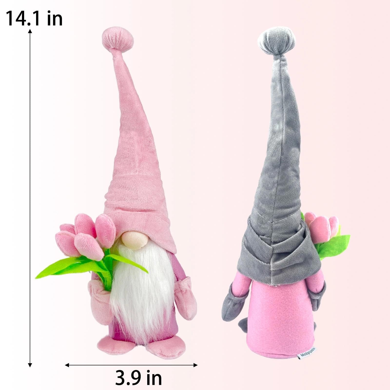 2 PCS Gnomes 14 inches (H) x 4.7 (L) x 3.5 (W), Pink