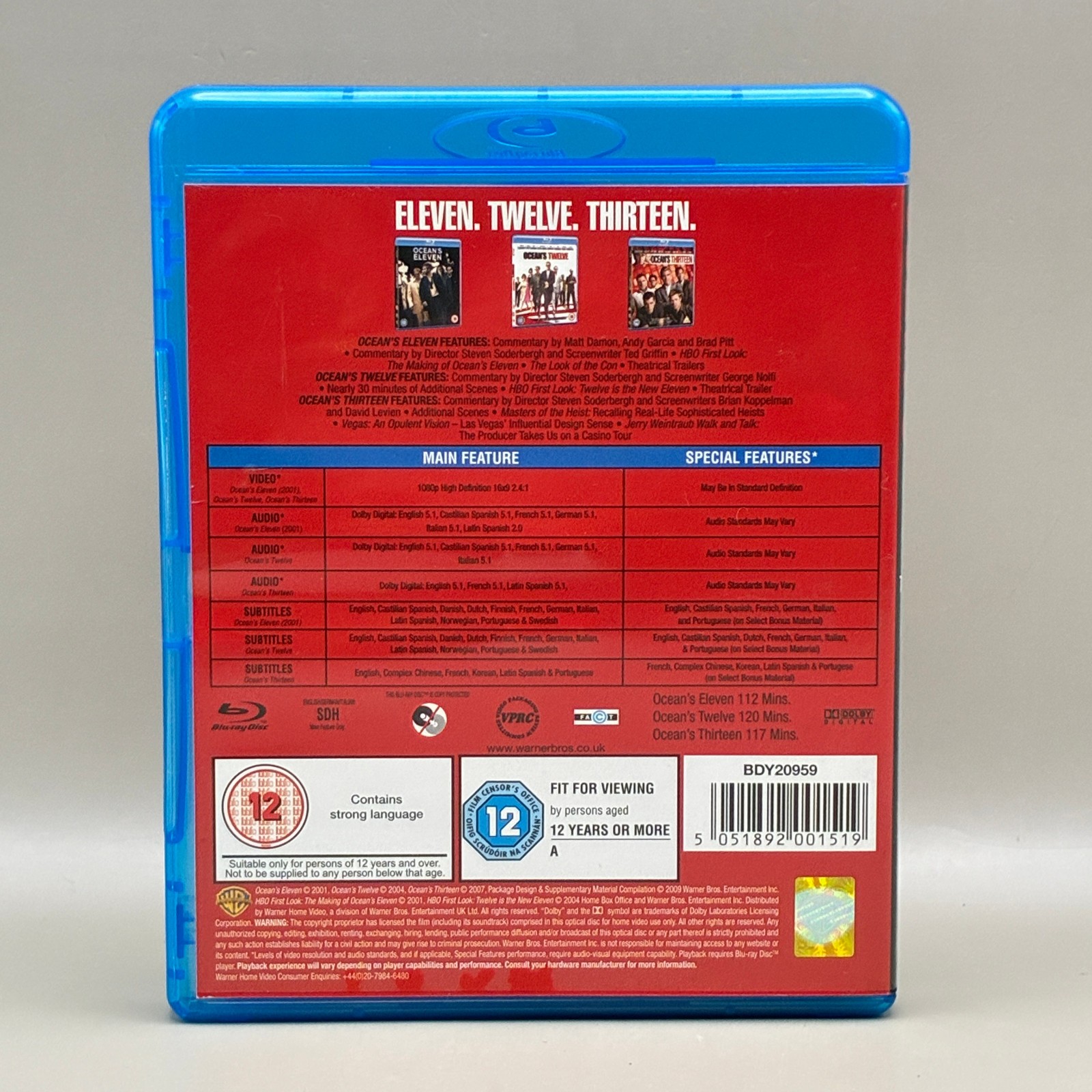 Oceans Trilogy Blu-ray 3-Disc Set Steven Soderbergh Warner Bros UK Region B