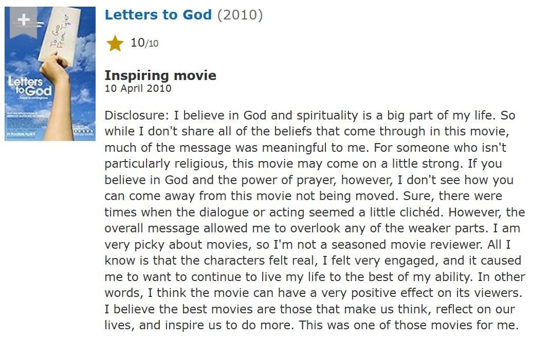 Letters to God (DVD,2010,Widescreen) Tanner Maguire,Bailee Madison, Great Shape!