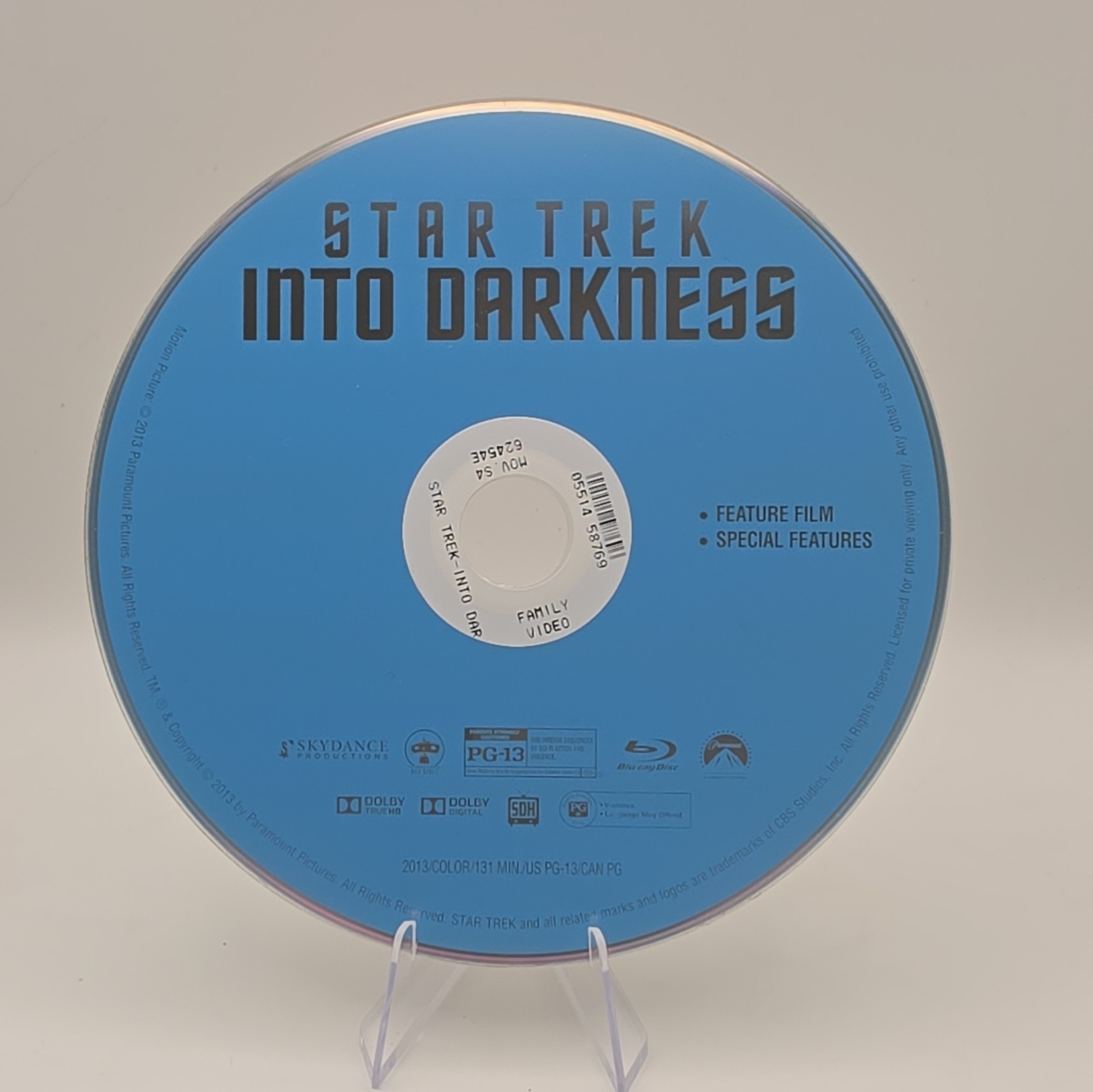 Paramount Star Trek Into Darkness Blu-ray PG-13 2013 J.J. Abrams Digital Copy