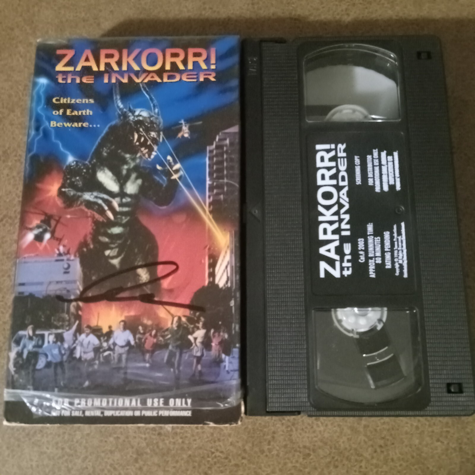 Zarkorr! The Invader Screener VHS Signed Autographed by Charles Band Full Moon