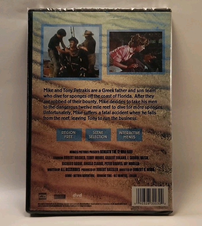 Beneath The 12 Mile Reef – DVD – Robert Wagner Miracle Pictures USA r1s9 1017