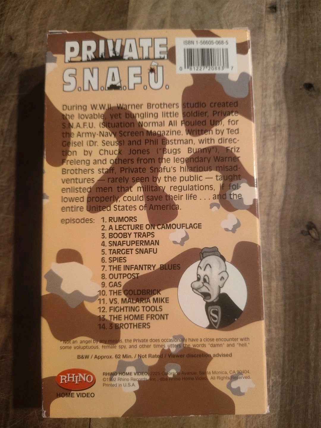 Dr. Seuss PRIVATE S.N.A.F.U. VHS SNAFU 1992 WWII Cartoons 14 Hilarious Episodes