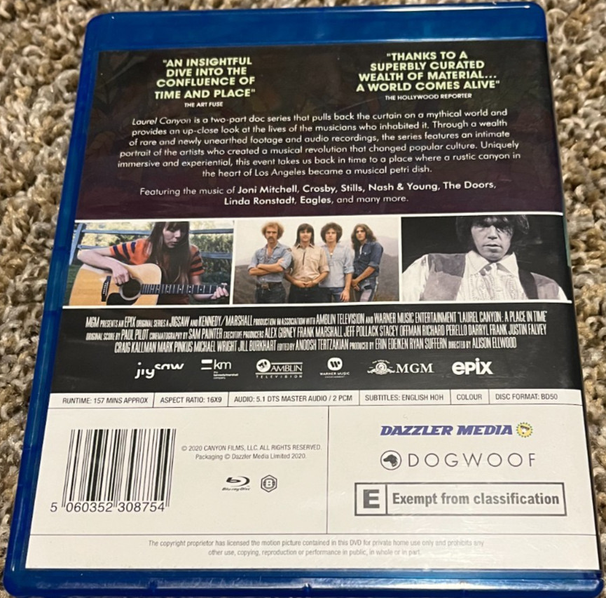 Laurel Canyon Blu-Ray – Music Documentary – Pre-Owned – Region B