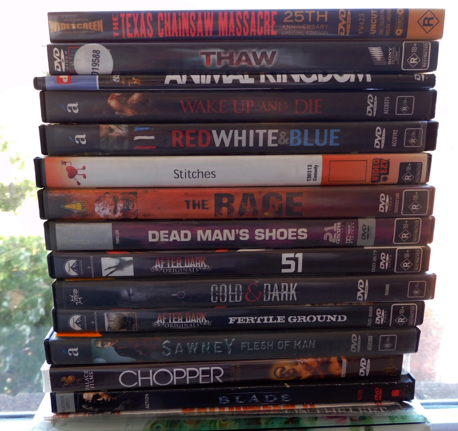 16 Horror Movies /Violence Dvds The Texan Chainsaw Massacre, Chopper etc R 18+