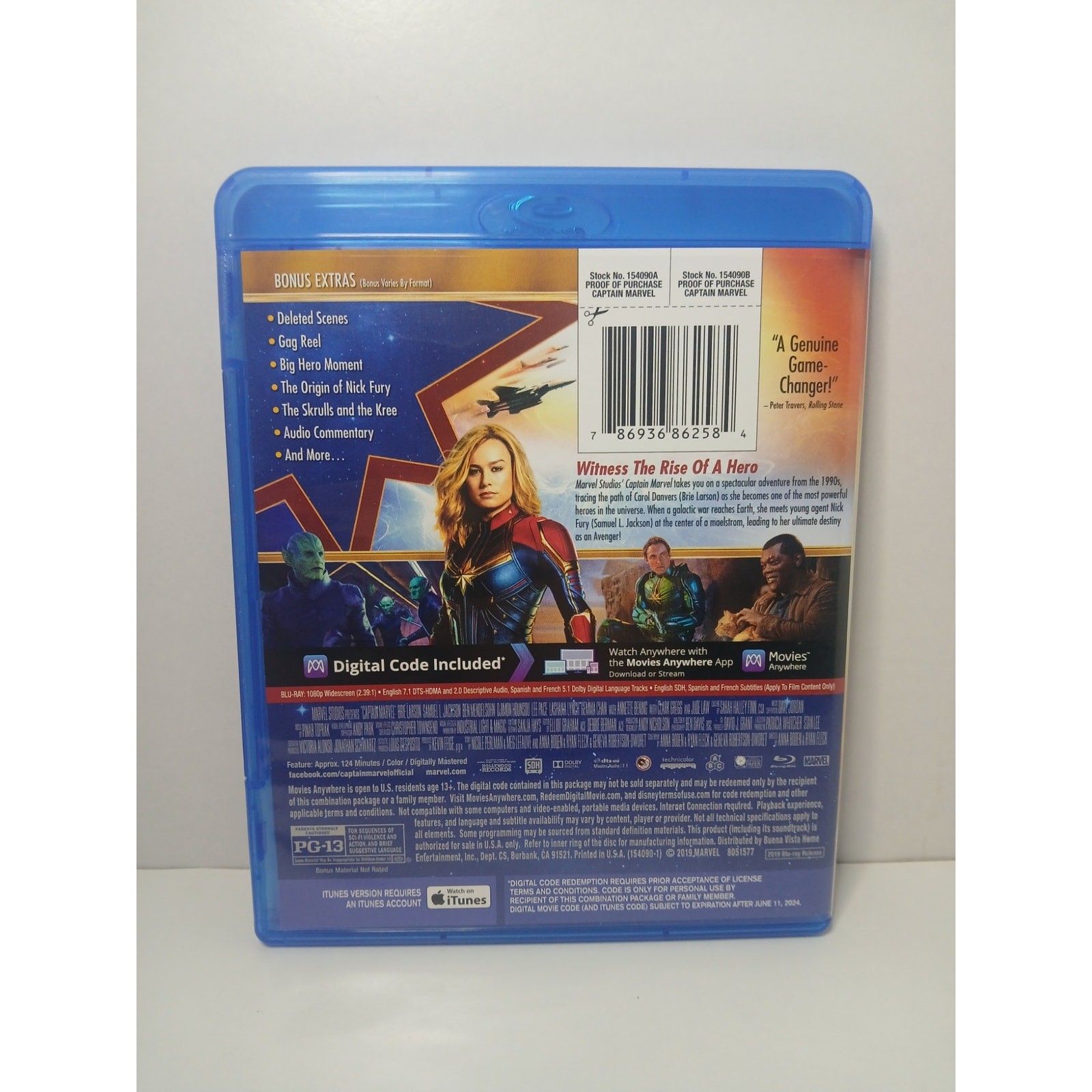 CAPTAIN MARVEL MULTI SCREEN BLU RAY/DIGITAL CODE MOVIE CLEANED* TESTED WORKING
