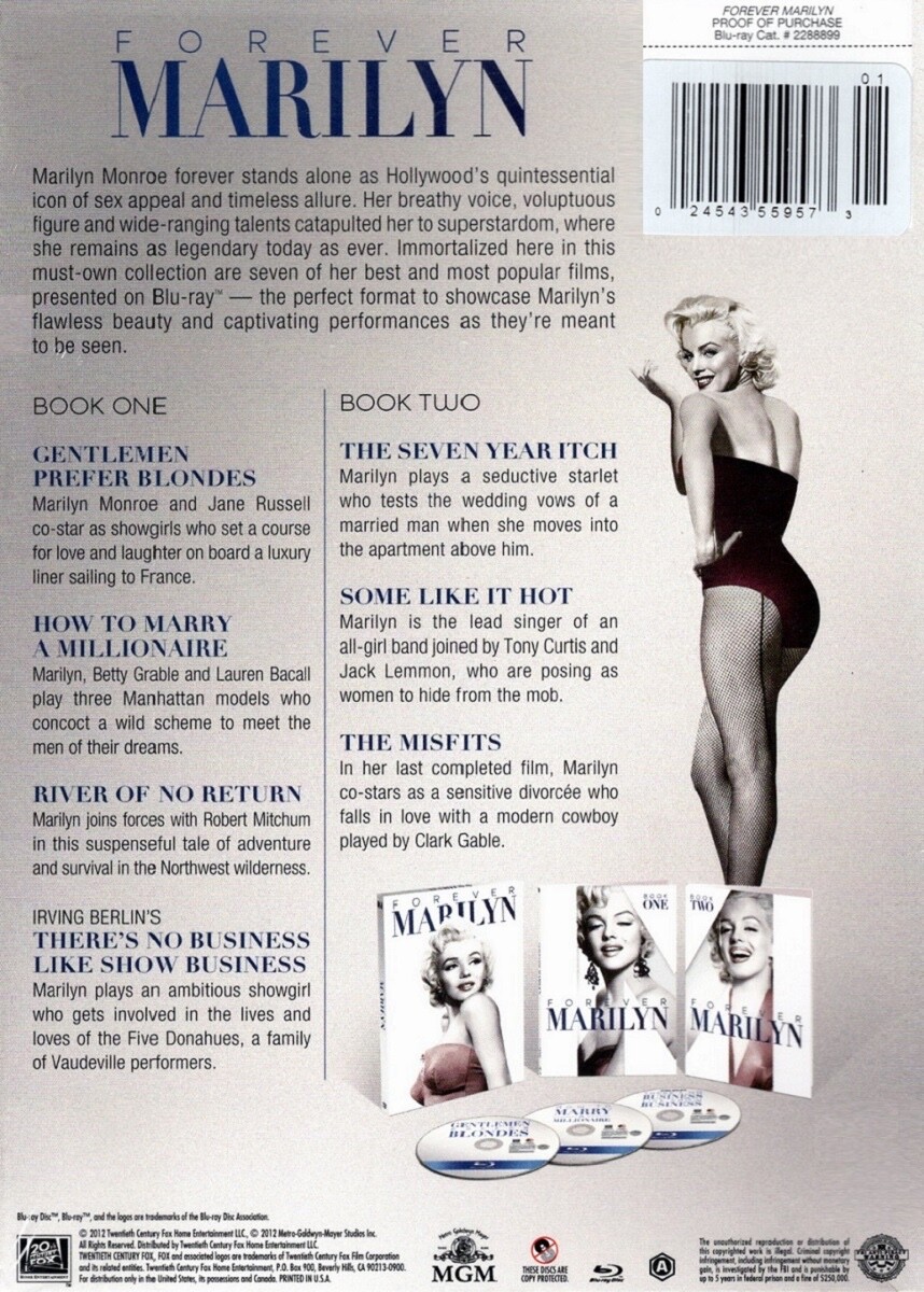 FOREVER MARILYN: 7-MOVIE BLU-RAY BOX SET (2012, 7-DISC SET) [BRAND NEW]
