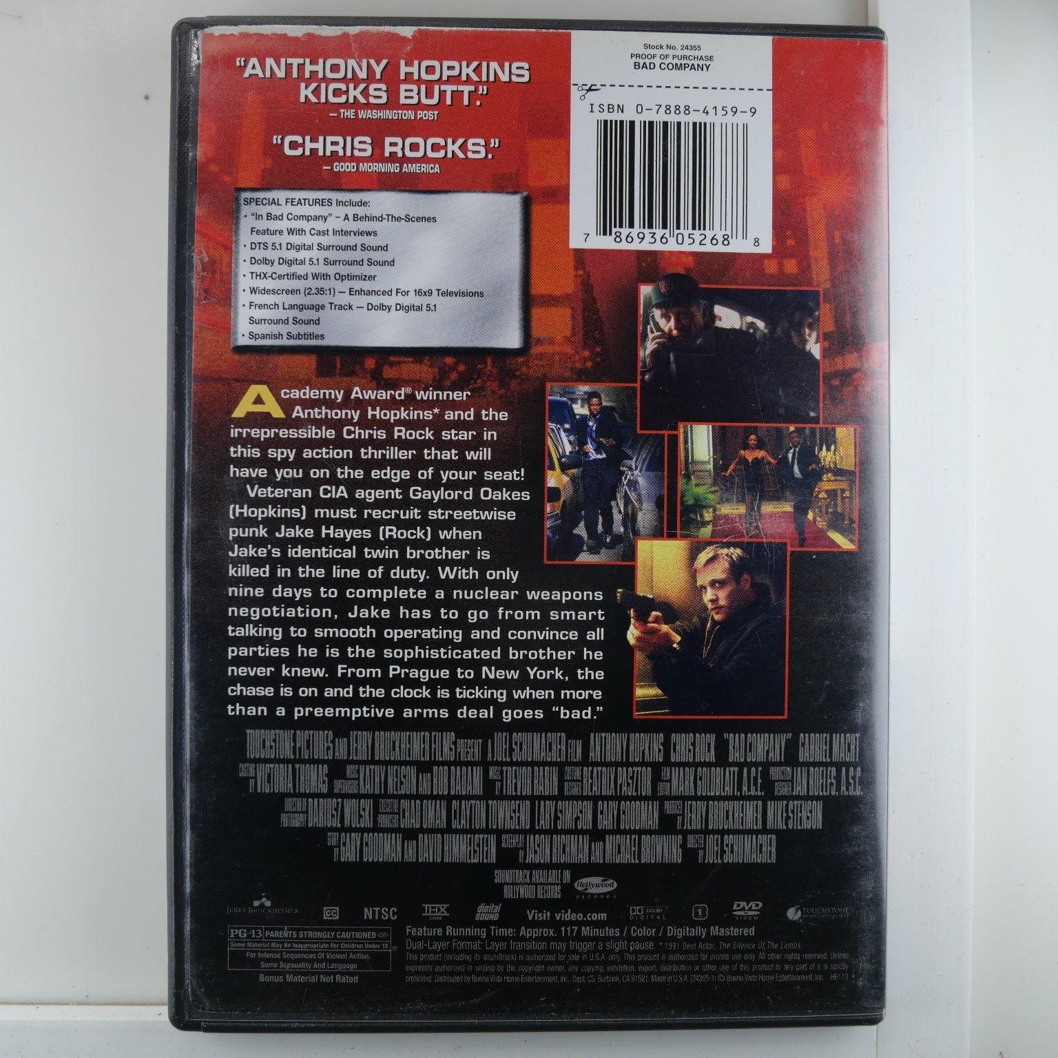 Bad Company DVD (2002) Anthony Hopkins, Chris Rock, Joel Schumacher
