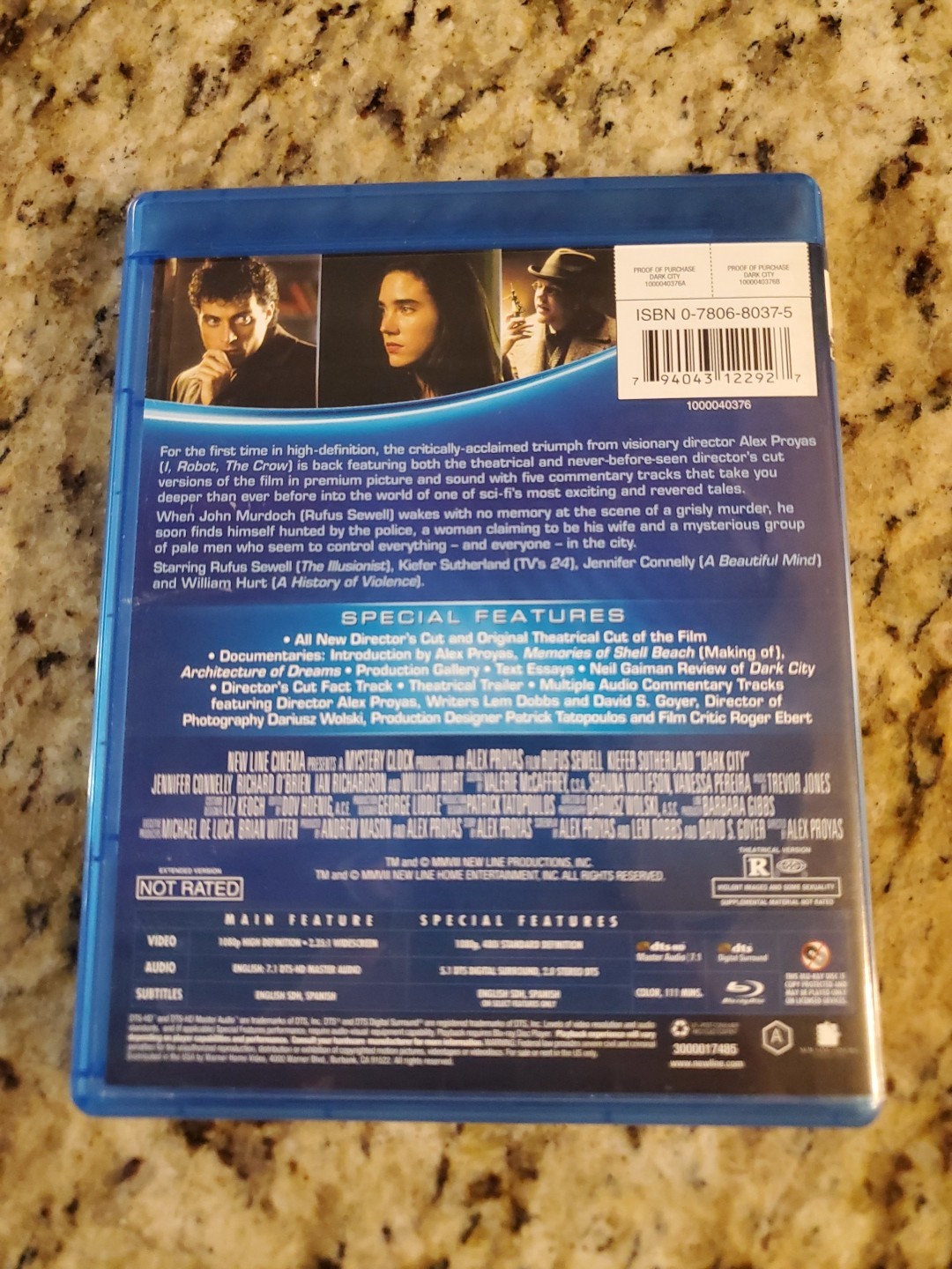 New Line Cinema Dark City Director’s Cut Proyas Rufus Sewell Connelly Kiefer