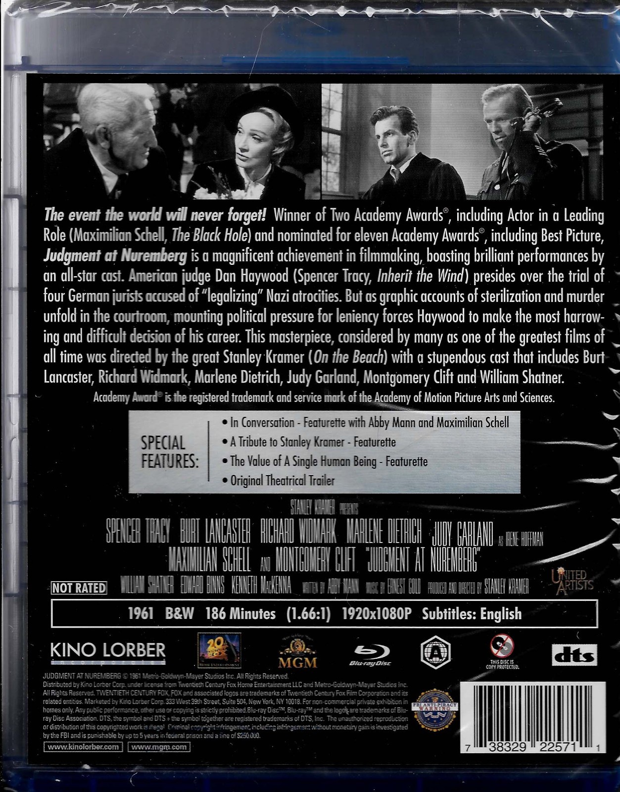 JUDGMENT AT NUREMBERG – 1961 Courtroom Classic, SPENCER TRACY, NEW BLU RAY!