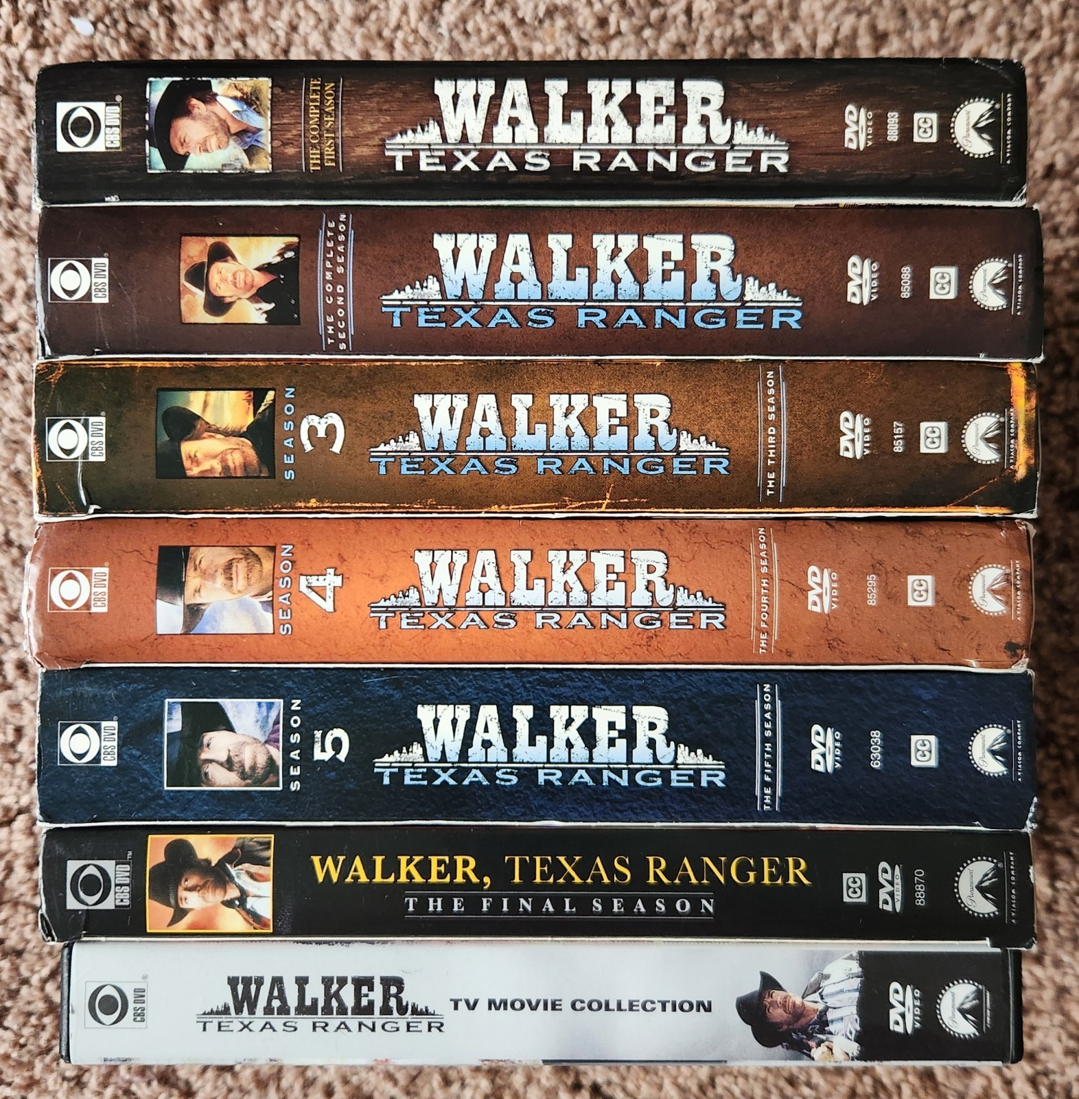 DVD x 7, Walker, Texas Ranger Seasons 1,2,3,4,5,8 + 8 made for TV movies, Norris