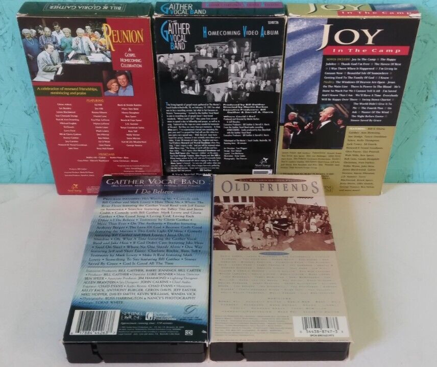 Bill & Gloria Gaither Vocal Band Lot of 5 VHS Tapes Gospel Music Reunion Joy