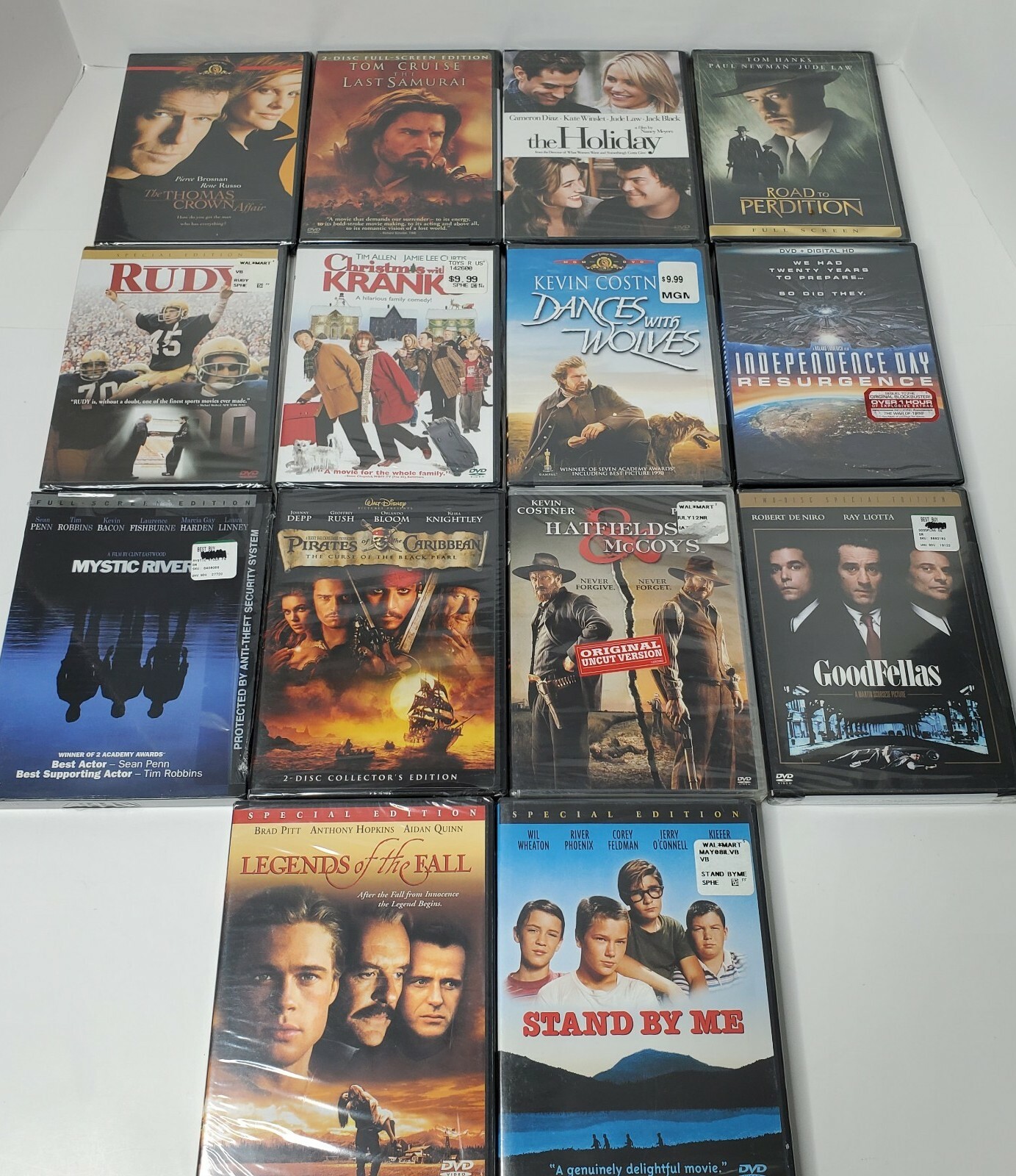 Brand New/Sealed DVD Lot – Costner / Depp / Pitt / Hanks / Cruise / DeNiro / Etc