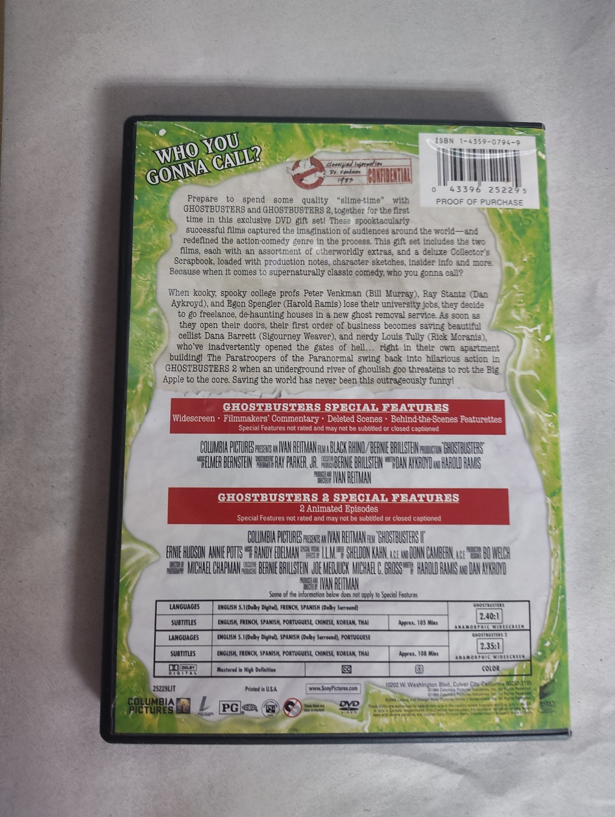 Ghostbusters Collection 1 + 2 DVD 2008 2-Disc W/ SLIPCOVER New MINT Fast Ship