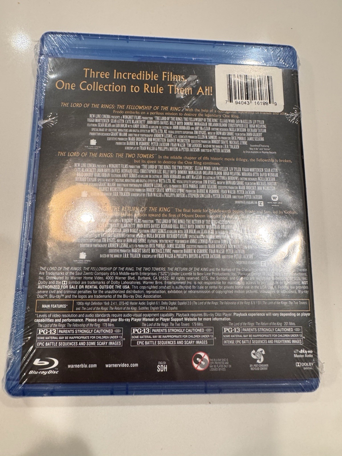 THE LORD OF THE RINGS: 3-FILM COLLECTION (2014) BLU-RAY THEATRICAL VERSION NEW