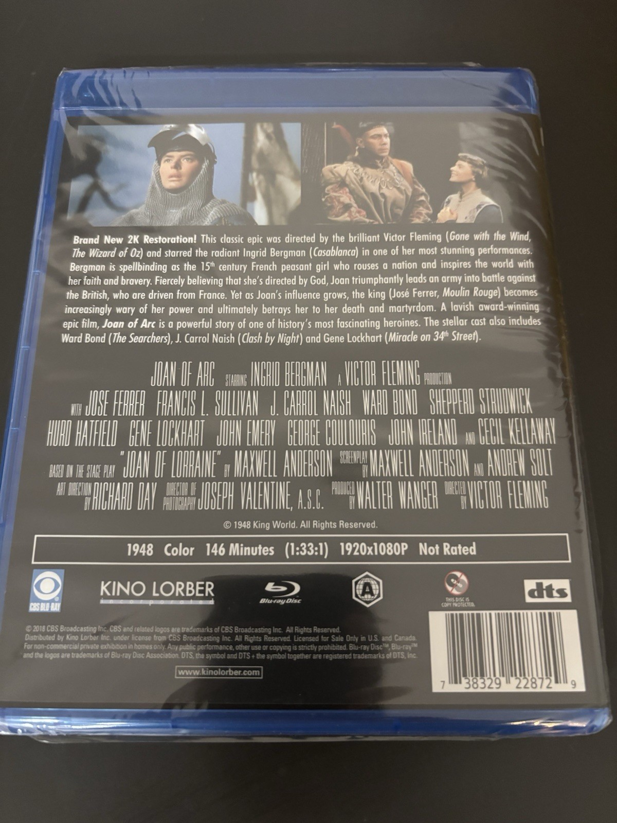Joan of Arc (Blu Ray, Kino Lorber, 1948, Rare OOP, Sealed New, Ingrid Bergman)