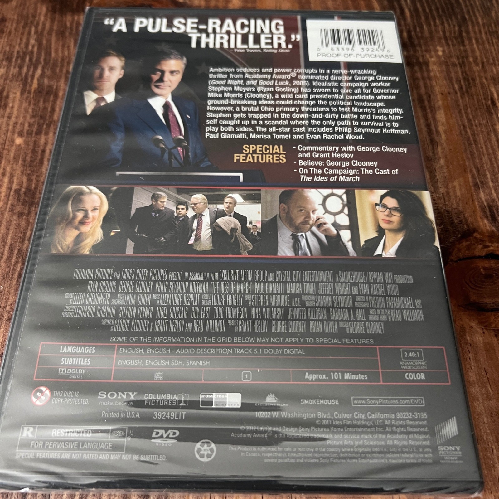 The Ides of March DVD Ryan Gosling George Clooney Political Thriller New Sealed