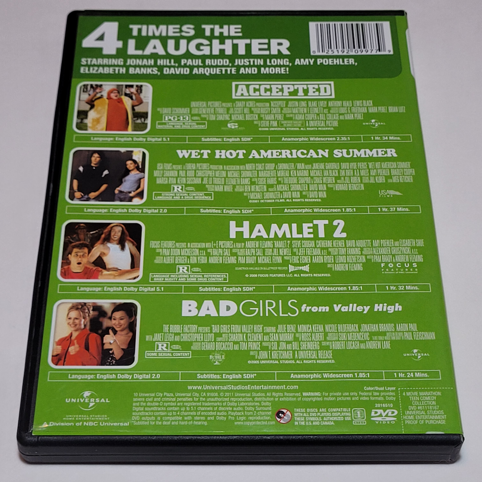 4 Movie Marathon: Teen Comedy Collection (DVD) Accepted Wet Hot American Summer