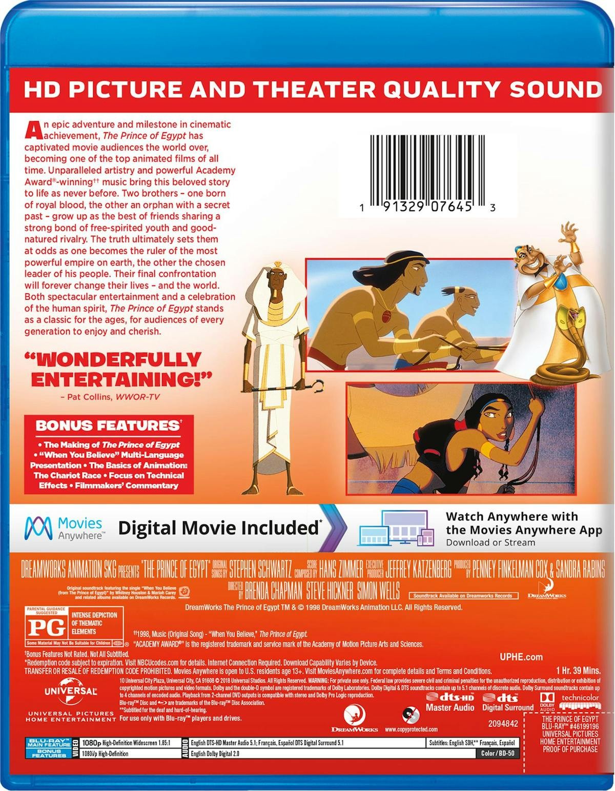 The Prince of Egypt Blu-ray Val Kilmer NEW