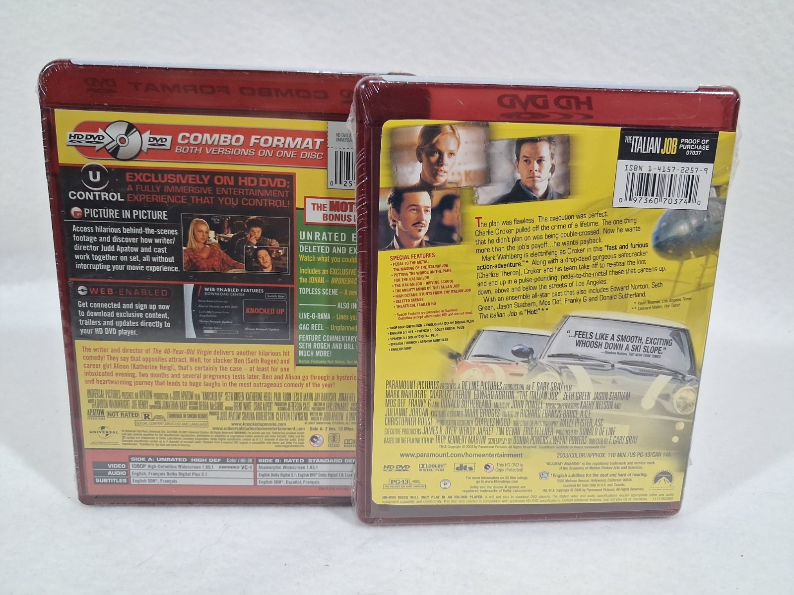 knocked up & the italian job hd dvd movie widescreen New sealed lot