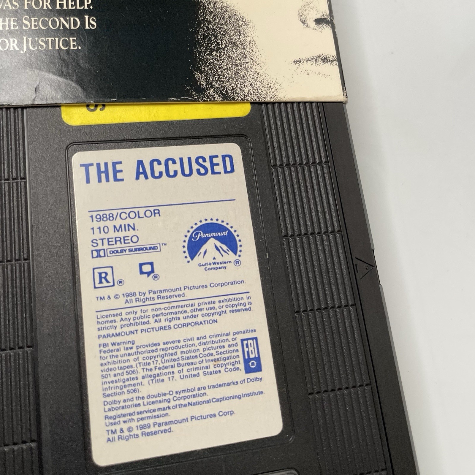 Vintage The Accused VHS Jodie Foster Kelly McGillis Paramount Crime Drama