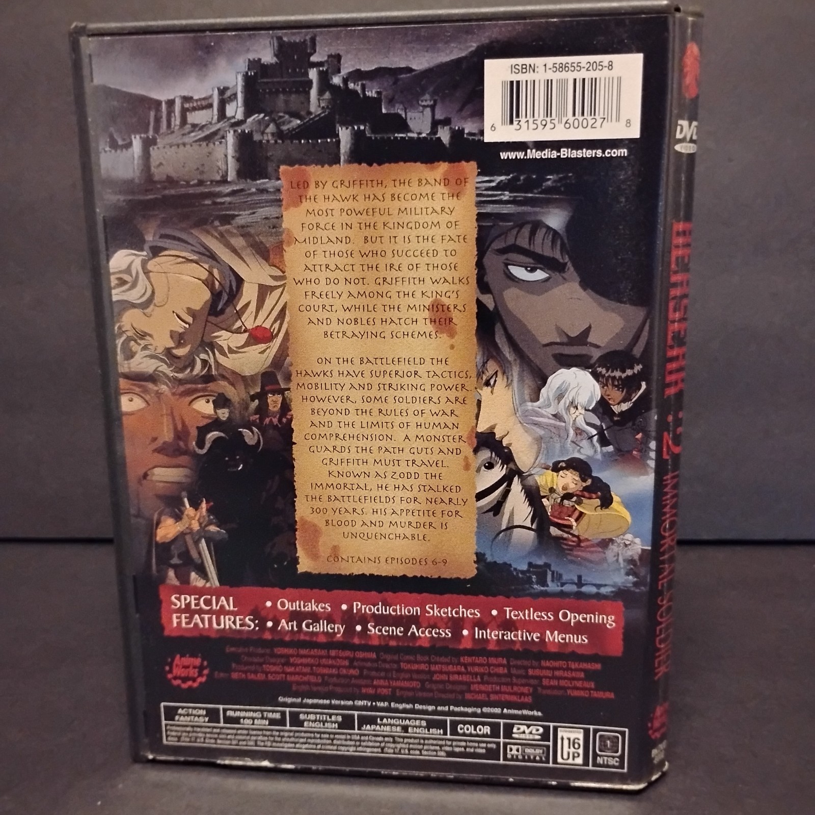 Berserk: Immortal Soldier, Vol. 2 DVD 2002 Edition Anime Has Scratches
