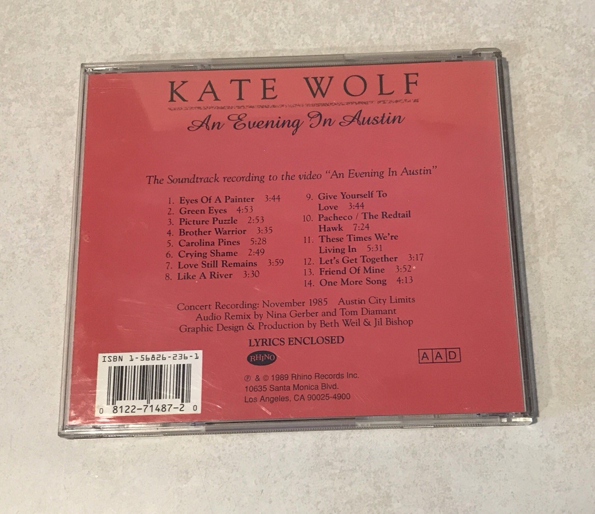 An Evening In Austin (CD) Kate Wolf 1989 Excellent Condition FAST FREE SHIPPING
