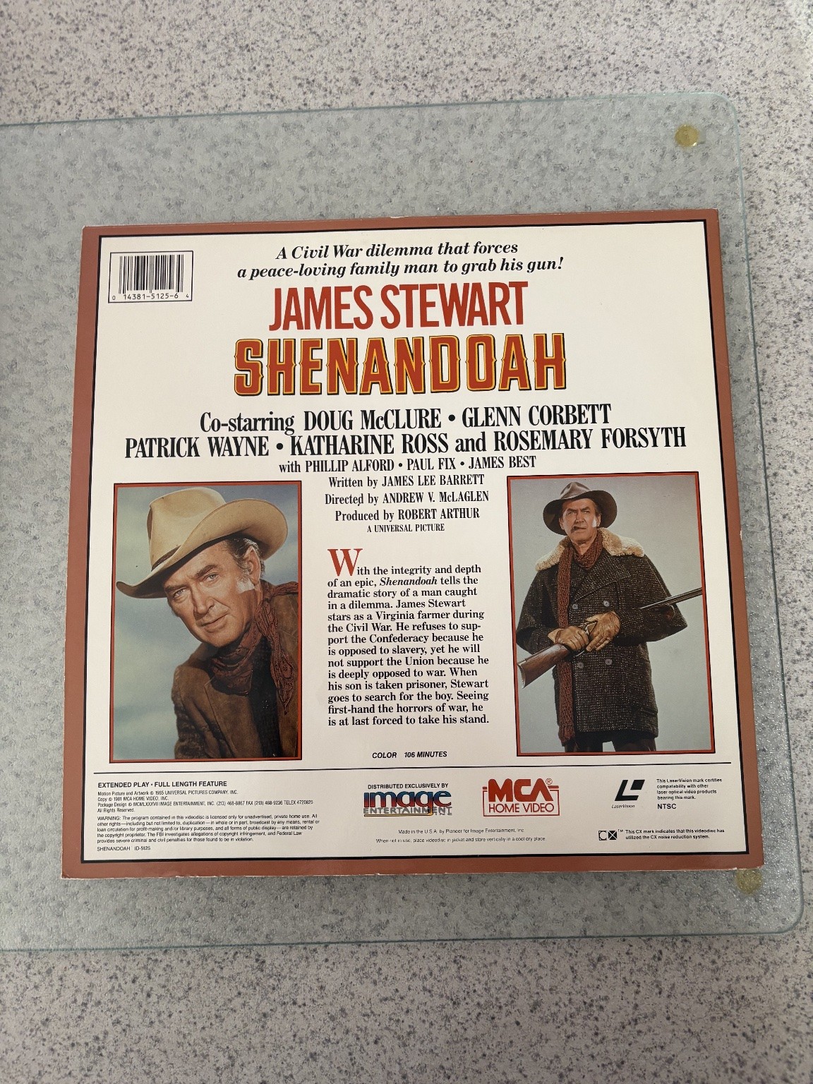 Shenandoah LaserDisc 1965 Civil War Western James Stewart MCA NTSC